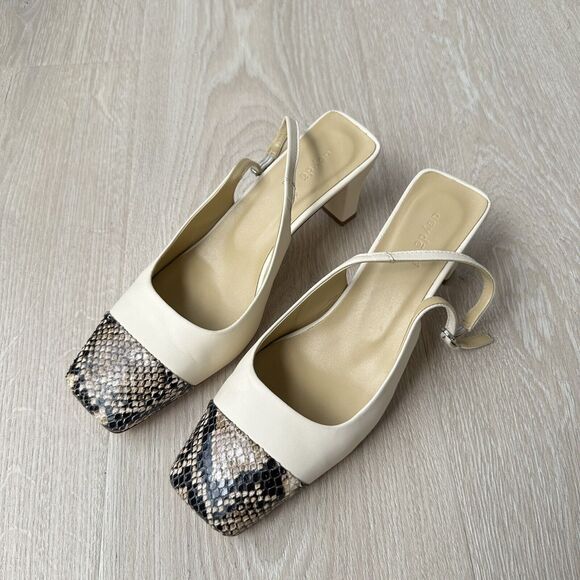 Aeyde Drew Snake Slingback Shoes Pumps Square Toe - Picture 4 of 11